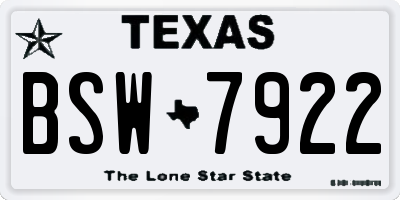 TX license plate BSW7922