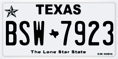 TX license plate BSW7923