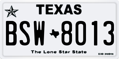 TX license plate BSW8013