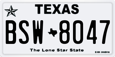 TX license plate BSW8047