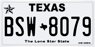 TX license plate BSW8079