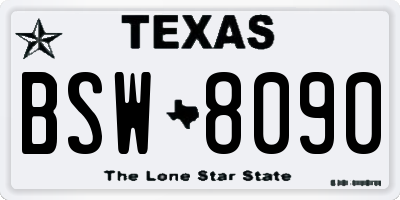 TX license plate BSW8090