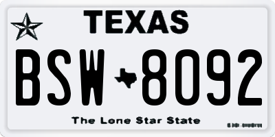 TX license plate BSW8092
