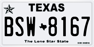 TX license plate BSW8167