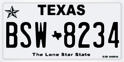 TX license plate BSW8234
