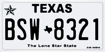 TX license plate BSW8321