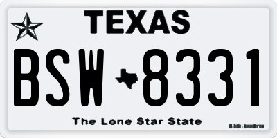 TX license plate BSW8331