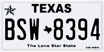 TX license plate BSW8394