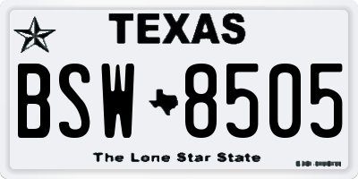 TX license plate BSW8505