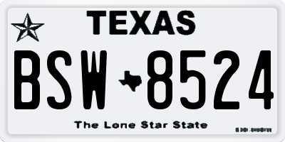TX license plate BSW8524