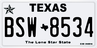 TX license plate BSW8534