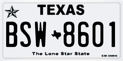 TX license plate BSW8601