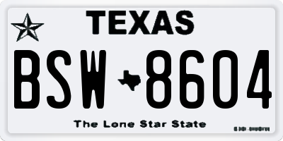 TX license plate BSW8604