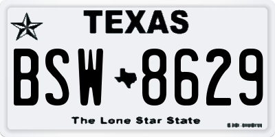 TX license plate BSW8629