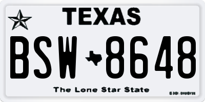 TX license plate BSW8648