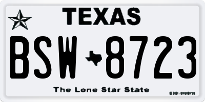 TX license plate BSW8723