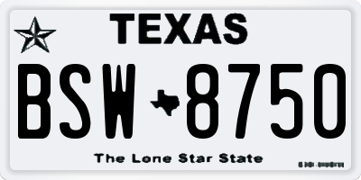 TX license plate BSW8750