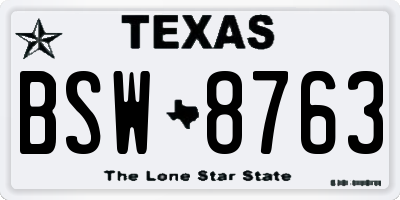 TX license plate BSW8763