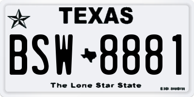 TX license plate BSW8881