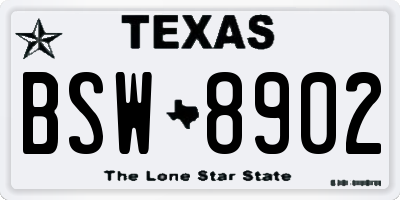 TX license plate BSW8902