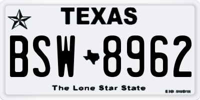 TX license plate BSW8962