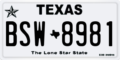 TX license plate BSW8981