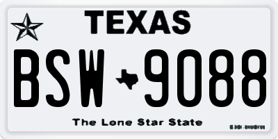 TX license plate BSW9088