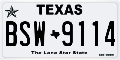 TX license plate BSW9114