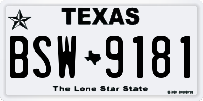 TX license plate BSW9181