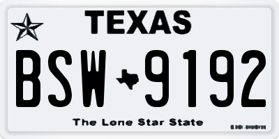 TX license plate BSW9192