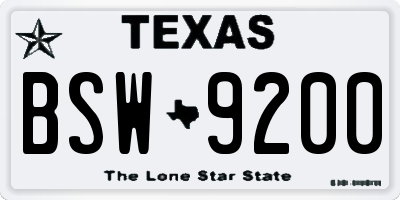 TX license plate BSW9200