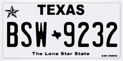 TX license plate BSW9232