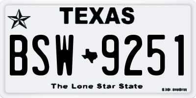 TX license plate BSW9251