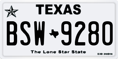 TX license plate BSW9280