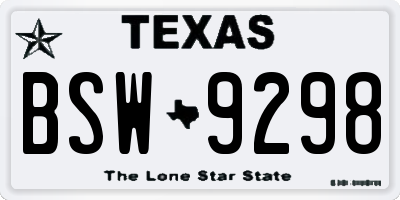 TX license plate BSW9298