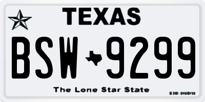 TX license plate BSW9299