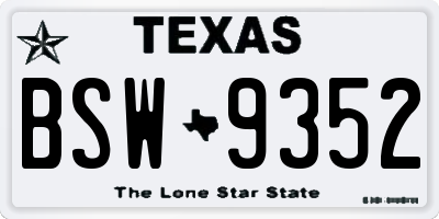 TX license plate BSW9352