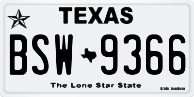 TX license plate BSW9366