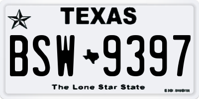 TX license plate BSW9397