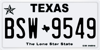 TX license plate BSW9549