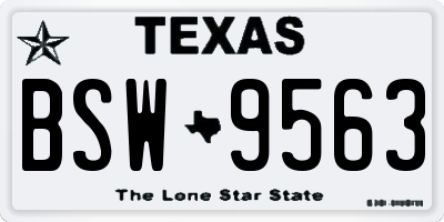 TX license plate BSW9563