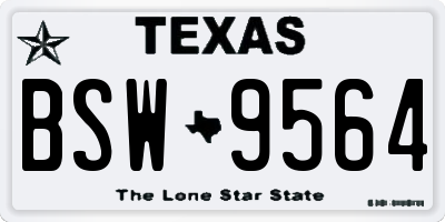 TX license plate BSW9564