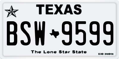 TX license plate BSW9599