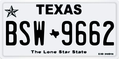 TX license plate BSW9662