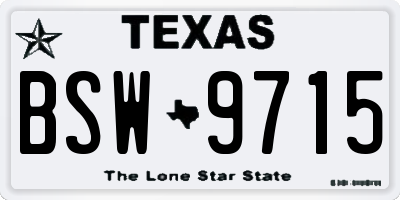 TX license plate BSW9715
