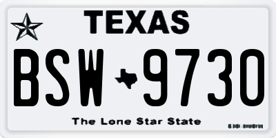 TX license plate BSW9730