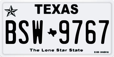 TX license plate BSW9767