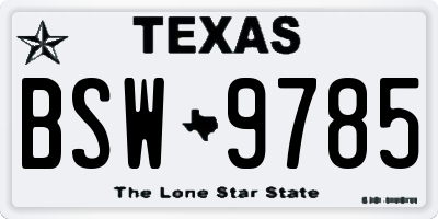 TX license plate BSW9785