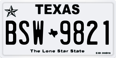 TX license plate BSW9821
