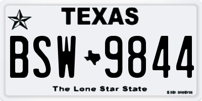 TX license plate BSW9844